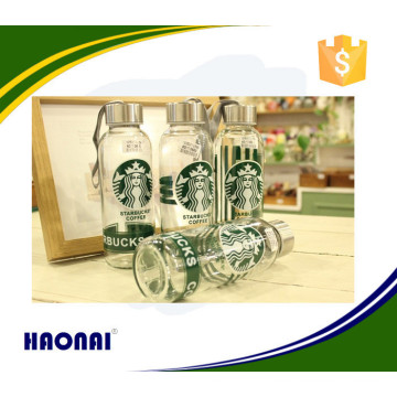 Machine Made Wholesale Glass Sport Water Bottle With Nylon Sleeve